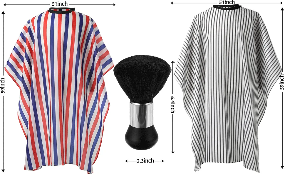 Borogo Professional Waterproof Barber Cape with Snap Closure, Hair Cutting Salon Cape Hairdressing Apron Stripe White Stripe - Barber Cape