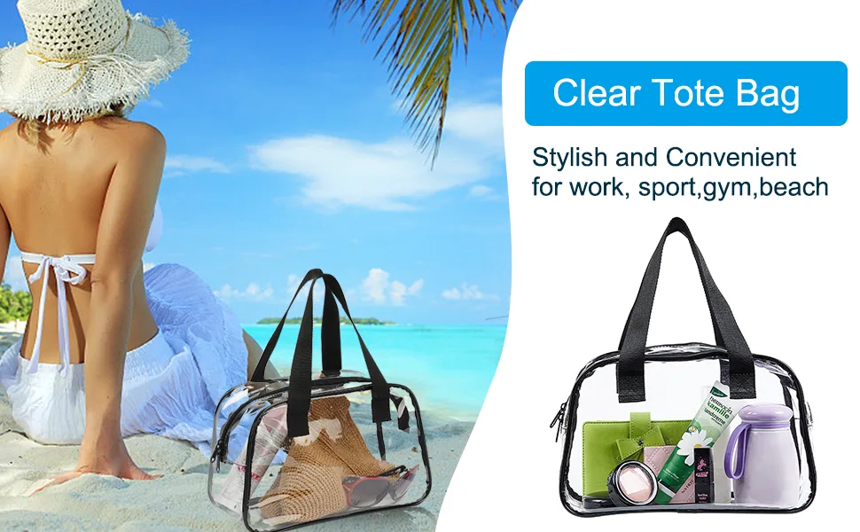 Eland Clear Tote Bag Stadium Approved, Mini Clear Purse for Gym, Work, Travel or Concert - clear beach bag