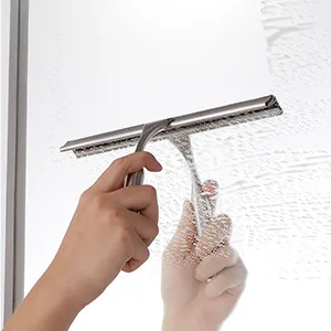 HIWARE All-Purpose Shower Squeegee for Shower Doors, Bathroom, Window and Car Glass - Stainless Steel, 10 Inches Silver 10-Inch - squeegee