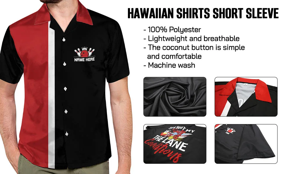 LASFOUR Custom Bowling Shirts for Men, Strike King Bowling Button-Down Short Sleeve Hawaiian Shirts, Crazy Bowling Team Shirt Purple - hawaiian bowling shirt