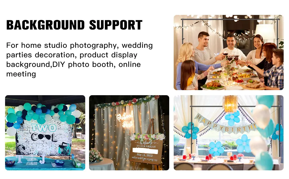 BEIYANG Photo Video Studio 8.5 x 10 FT, Adjustable Backdrop Stand System Kit with Carry Bag for Wedding Party Stage Decoration 8.5*10FT - product information 2