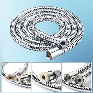 3 Heads Aluminum Shower Cleaner Douche System with 1.5m Stainless Steel Handheld Shower Hose and Velet Pouch - HOSE