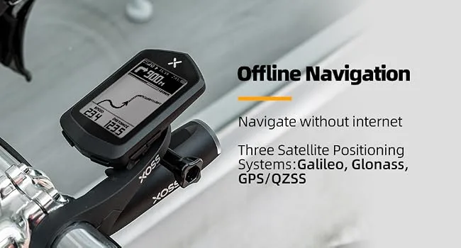 XOSS NAV Cycling/Bike Computer GPS Wireless Ant+ Cycling Computer GPS with Bluetooth, Waterproof Bicycle Speedometer Odometer with 2.4Inch LCD and Auto Backlight Fits All Bikes - Offline Navigation