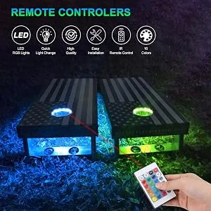 ELECTOP Upgrade Version, Cornhole LED Lights, Ultra Bright Board Corn Hole Lights, 16 Color Changing with Remote Control Board Ring Lights for Family Backyard Bean Bags Toss Game (2 Sets) - product information 7
