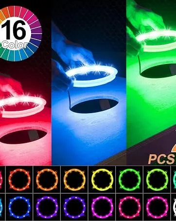 ELECTOP Upgrade Version, Cornhole LED Lights, Ultra Bright Board Corn Hole Lights, 16 Color Changing with Remote Control Board Ring Lights for Family Backyard Bean Bags Toss Game (2 Sets) - LED cornhole light