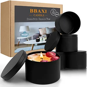 8 oz Black Candle Tins 24 Pcs, Black Empty Candle Tin with Lids for DIY Candles Making, Matte Full Black Candle Jars for Candle Making  - product information 7