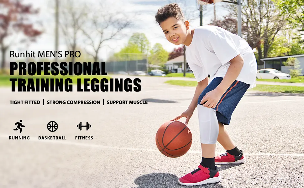 Runhit Boys One Leg Compression Leggings Tights Athletic Pants Base Layer for Kid Basketball Football Workout - boys compression pants men