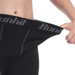 Runhit Boys One Leg Compression Leggings Tights Athletic Pants Base Layer for Kid Basketball Football Workout - spandex compression pants