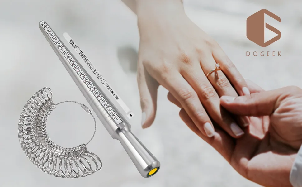 DoGeek Ring Sizer Measuring Tool Set Metal Ring Sizers Stainless Steel Ring Gauges Finger Sizer & Ring Mandrel Aluminuml (Size 1-13), 27 Pcs - ring sizer