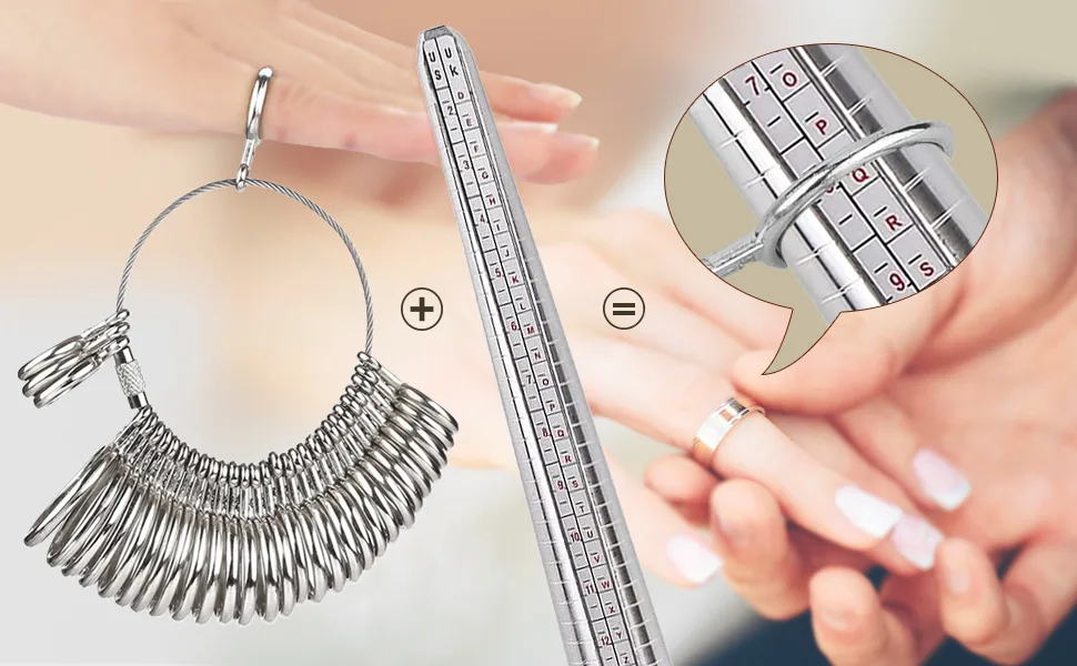 DoGeek Ring Sizer Measuring Tool Set Metal Ring Sizers Stainless Steel Ring Gauges Finger Sizer & Ring Mandrel Aluminuml (Size 1-13), 27 Pcs - ring sizer