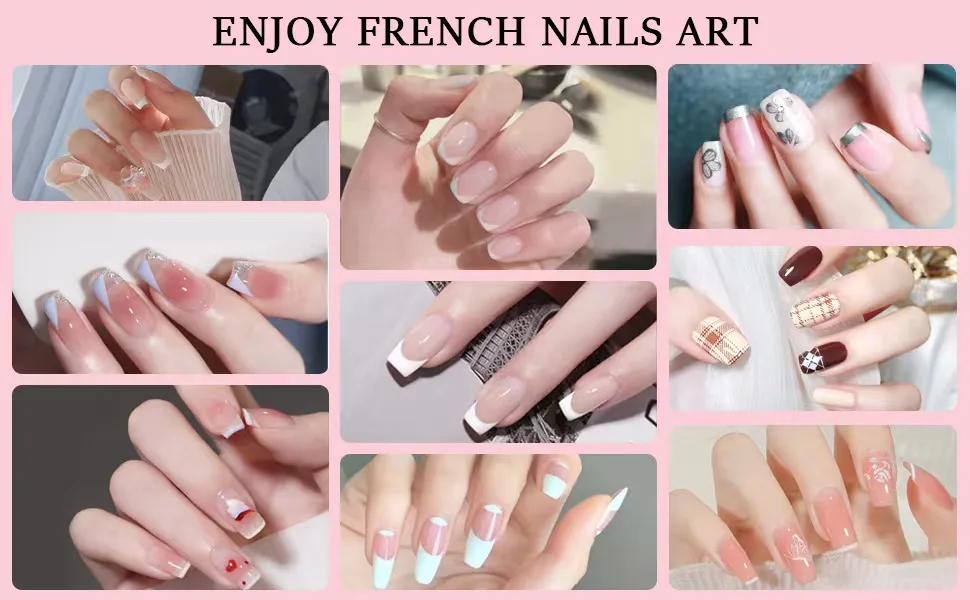 Silver French Tip Nail Stamp Double Sided Clear Nail Art Stamper Jelly with Scraper,Soft Silicone Stamper Clear Silicone Stamping - Long Short Jelly Nail Stamper