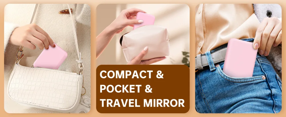 Gospire Mini Rechargeable Travel Makeup Mirror with Lights and Magnification 1X / 3X, LED Compact Mirror with 3 Light Colors & Adjustable Brightness, Small Vanity Mirror Handheld for Purses  Pink - product information 10