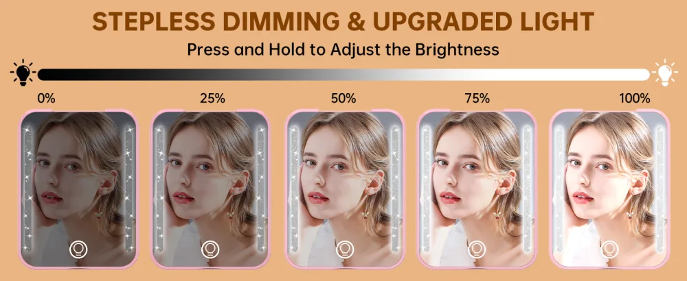 Gospire Mini Rechargeable Travel Makeup Mirror with Lights and Magnification 1X / 3X, LED Compact Mirror with 3 Light Colors & Adjustable Brightness, Small Vanity Mirror Handheld for Purses  Pink - product information 11