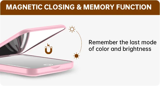 Gospire Mini Rechargeable Travel Makeup Mirror with Lights and Magnification 1X / 3X, LED Compact Mirror with 3 Light Colors & Adjustable Brightness, Small Vanity Mirror Handheld for Purses  Pink - product information 13