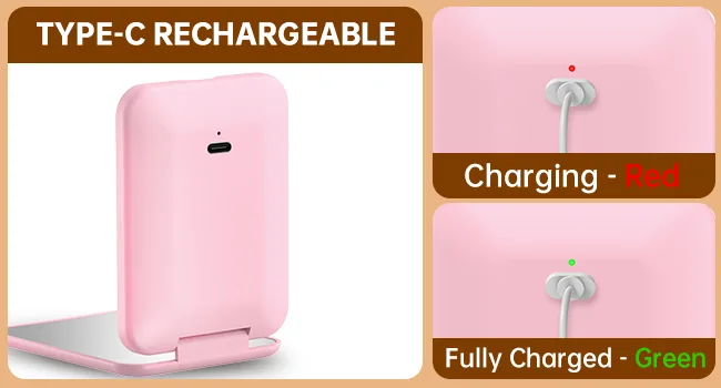 Gospire Mini Rechargeable Travel Makeup Mirror with Lights and Magnification 1X / 3X, LED Compact Mirror with 3 Light Colors & Adjustable Brightness, Small Vanity Mirror Handheld for Purses  Pink - product information 14
