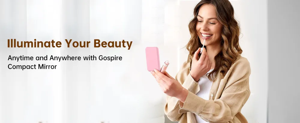 Gospire Mini Rechargeable Travel Makeup Mirror with Lights and Magnification 1X / 3X, LED Compact Mirror with 3 Light Colors & Adjustable Brightness, Small Vanity Mirror Handheld for Purses  Pink - product information 15