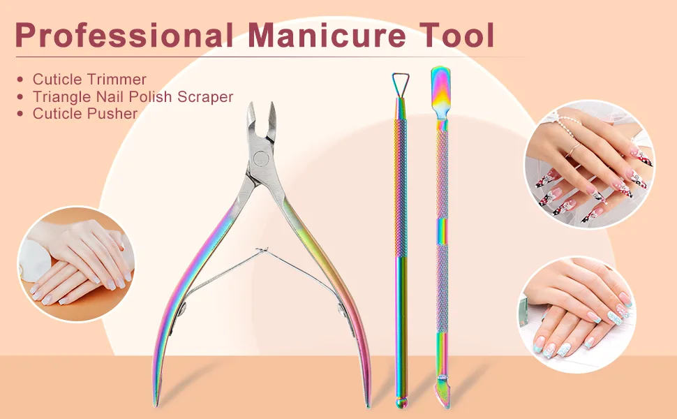 Sularpek 3-In-1 Professional Cuticle Trimmer with Cuticle Pusher - Cuticle Remover Cuticle Scissors Manicure Tools,for Fingernails and Toenails. Colourful - product information 2