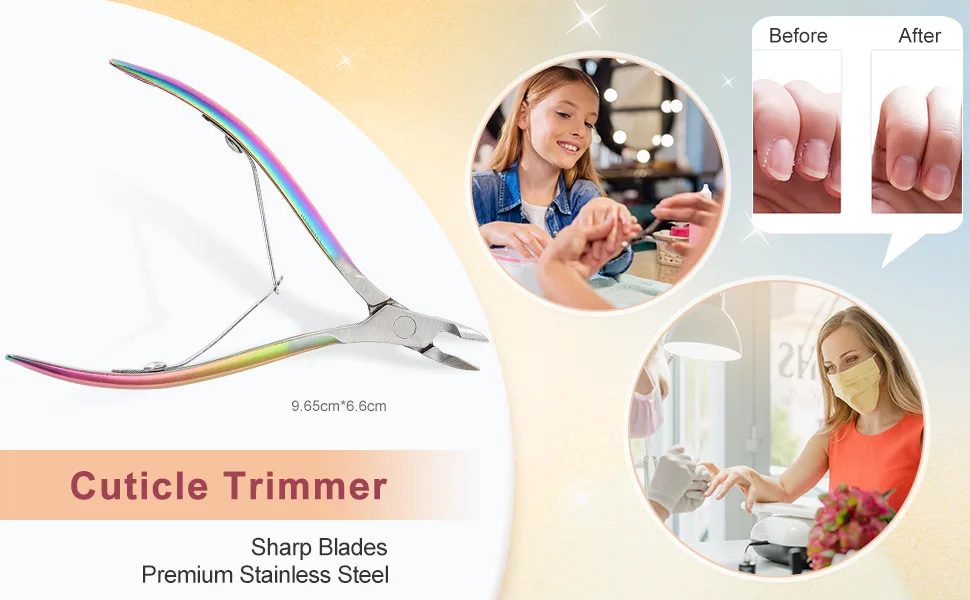 Sularpek 3-In-1 Professional Cuticle Trimmer with Cuticle Pusher - Cuticle Remover Cuticle Scissors Manicure Tools,for Fingernails and Toenails. Colourful - product information 5