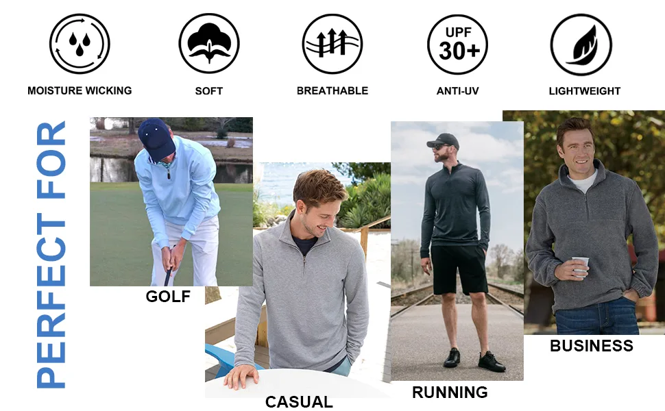 Quarter Zip Golf Pullover Men Slim Fit Performance Wicking Raglan Long Sleeve Mock Neck Sweatshirts Dark Grey/Light Grey/Orange Large - half zip pullover men