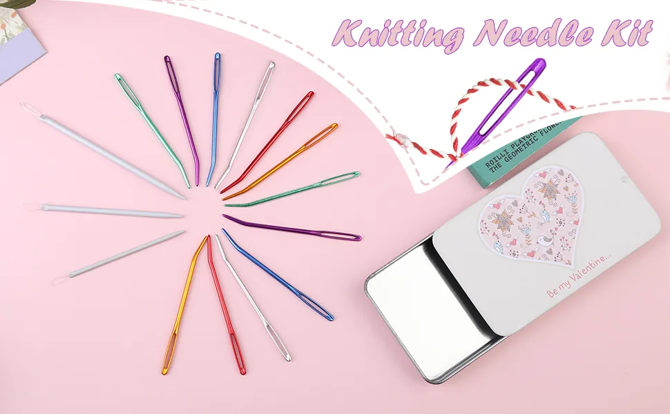 UOOU Yarn Needle, Bent Needle Tapestry Needle Set Wool Needles Large-Eye Blunt Needles Sewing Needles Weave Knitting Needles with Box (Random Color) - Yarn Needle
