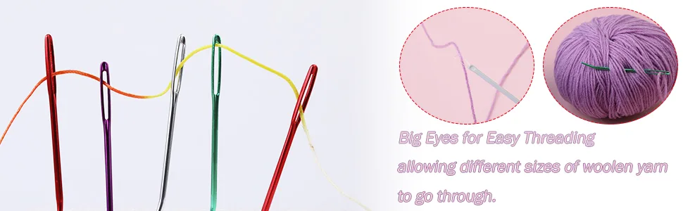 UOOU Yarn Needle, Bent Needle Tapestry Needle Set Wool Needles Large-Eye Blunt Needles Sewing Needles Weave Knitting Needles with Box (Random Color) - Yarn Needle