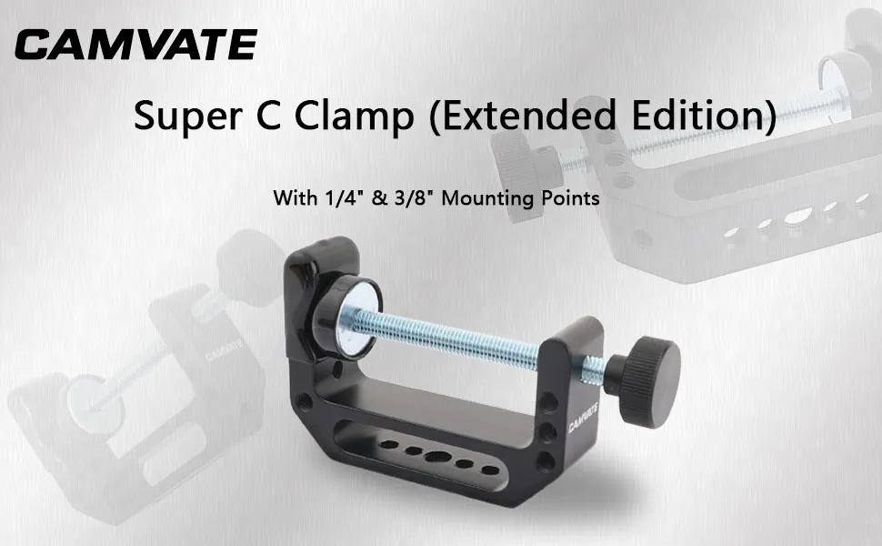 CAMVATE Extended Size C Clamp with 1/4" & 3/8" Mounting Points for Photographic Accessories - 2594 - C2594-1