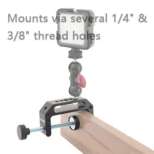 CAMVATE Extended Size C Clamp with 1/4" & 3/8" Mounting Points for Photographic Accessories - 2594 - C2594-4