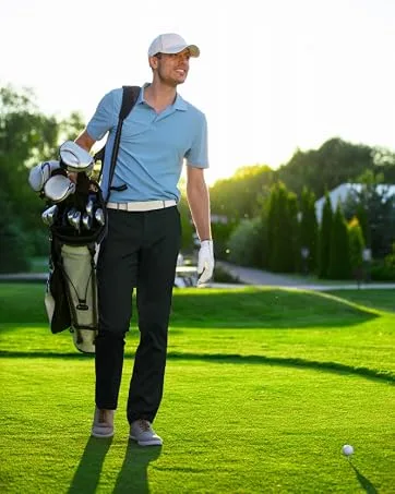 LUSHENUNI Men's Golf Pants Slim High Stretch, Ice Silk Dress Pants with Expandable-Waist Pants Black/Grey 33 - 9780