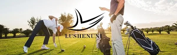 LUSHENUNI Men's Golf Pants Slim High Stretch, Ice Silk Dress Pants with Expandable-Waist Pants Black/Grey 33 - 9780