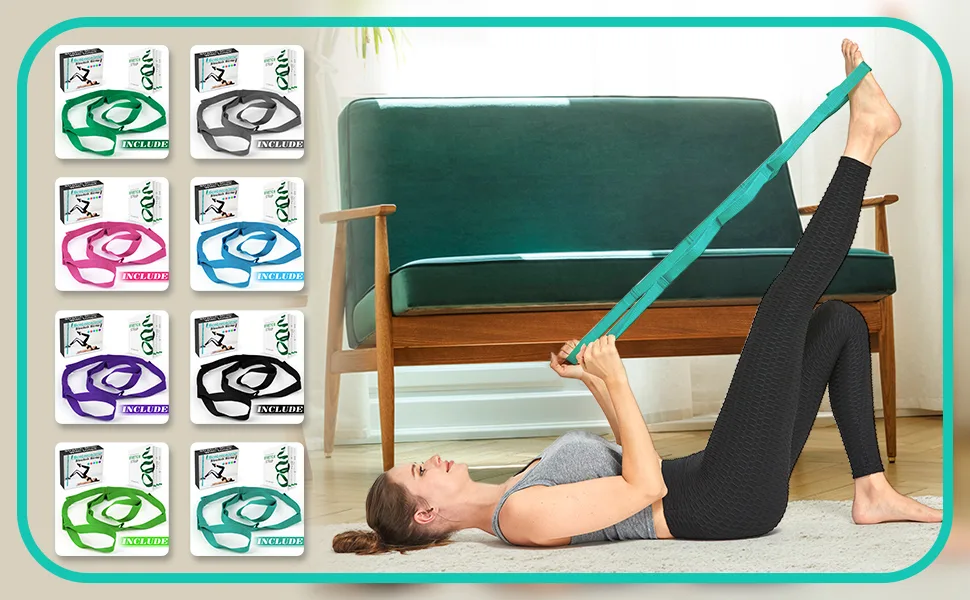 Scotamalone Yoga Strap Stretching Strap with Exercise Book Physical Therapy Equipment Stretch Band Rehab Multi-Loop Strap Nonelastic Exercise Strap for Pilates, Dance and Gymnastics light green - product information 11