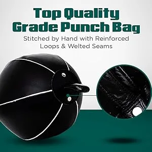 Pro Impact Genuine Leather Double End Boxing Punching Bag - Speed Striking & Dodge Training Ball - Includes Cords & Hooks for Gym Workout MMA Muay Thai 7 Inch - product information 2