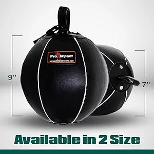 Pro Impact Genuine Leather Double End Boxing Punching Bag - Speed Striking & Dodge Training Ball - Includes Cords & Hooks for Gym Workout MMA Muay Thai 7 Inch - product information 6