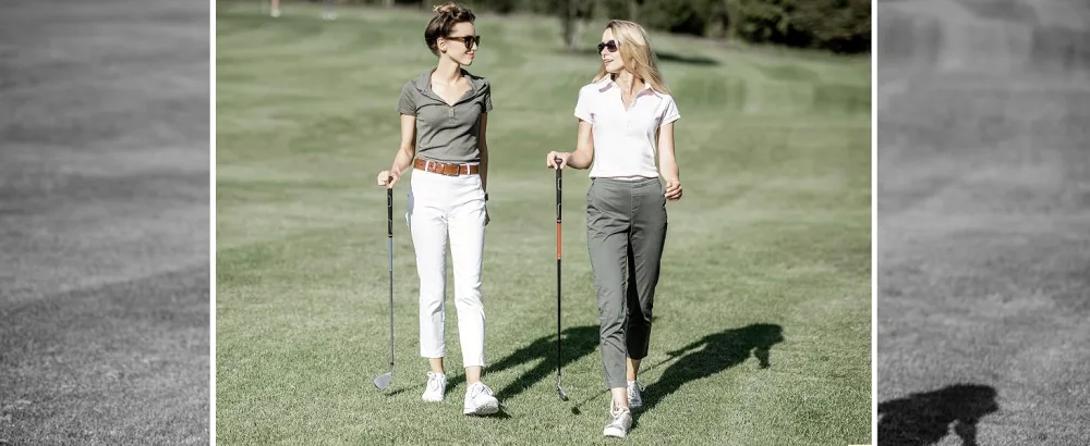SANTINY Women's Golf Pants with 3 Zipper Pockets 7/8 Stretch High Waisted Ankle Pants for Women Travel Work Black Medium - 330-7