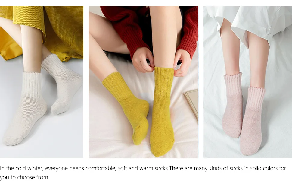 BomKinta Boot Socks for Women Winter Solid Thick Warm Socks Cozy Crew Socks Christmas Gift Mix-color 5 - product information 8
