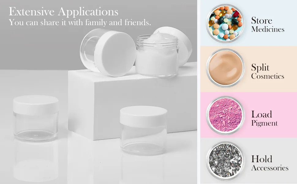 20 Pieces Round Pot Jars Plastic Cosmetic Containers Set with Lid for Liquid Creams Sample, 20 ml/ 0.7 oz (White Lid) - product information 3