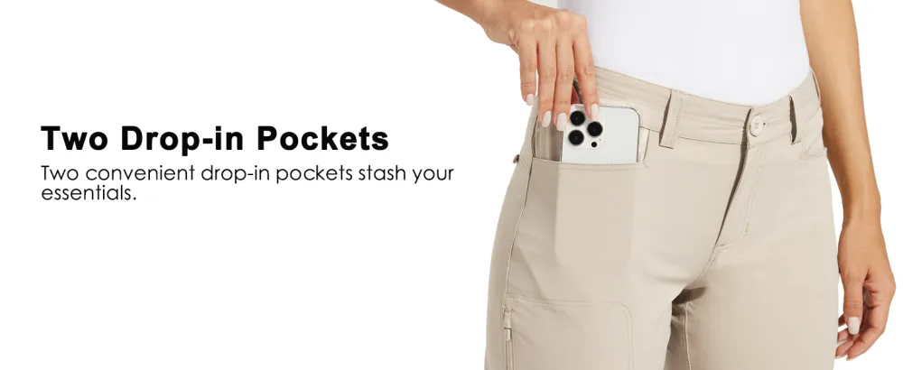 Willit Women's Golf Pants Stretch Hiking Pants Quick Dry Lightweight Outdoor Casual Pants with Pockets Water Resistant Khaki 8 - product information 17