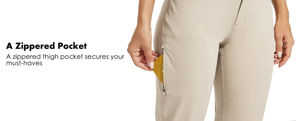 Willit Women's Golf Pants Stretch Hiking Pants Quick Dry Lightweight Outdoor Casual Pants with Pockets Water Resistant Khaki 8 - product information 19