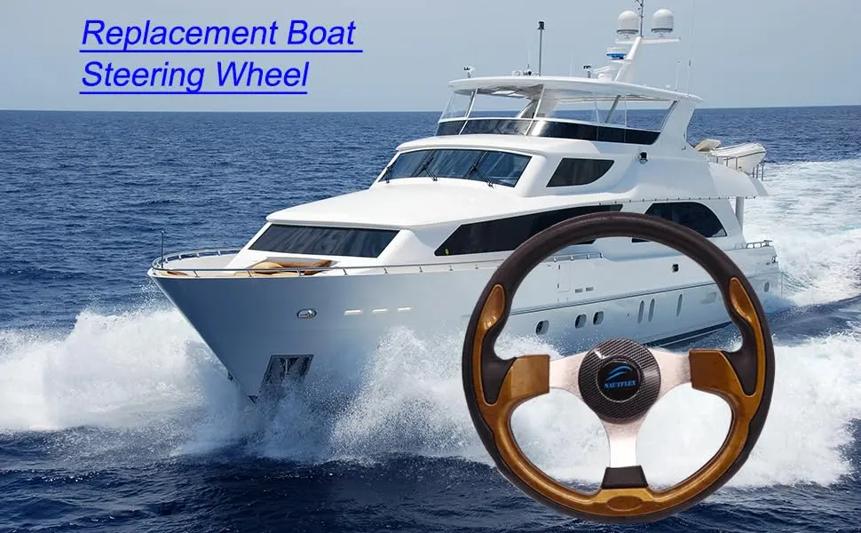 Replacement Boat Steering Wheel 12-1/2 Inch Pontoon Boat Accessories Marine Aluminum 3 Spoke for Yacht Speedboat Cruiser - Boat s