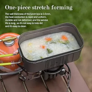 Boundless Voyage Titanium Mess Tin with Lid Anti-scalding Handle Outdoor Camping Tableware Cookware Lunch Box Bowl Pan (1000ml) - product information 2