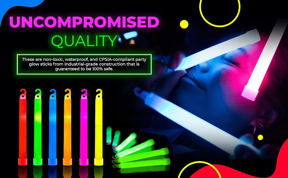 32 Ultra Bright 6 Inch Large Green Glow Sticks - Chem Lights Sticks with 12 Hour Duration - Camping Glow Sticks, Emergency Glow Sticks For Storms Blackouts - Glowsticks for Parties and Kids Activities - Glow!