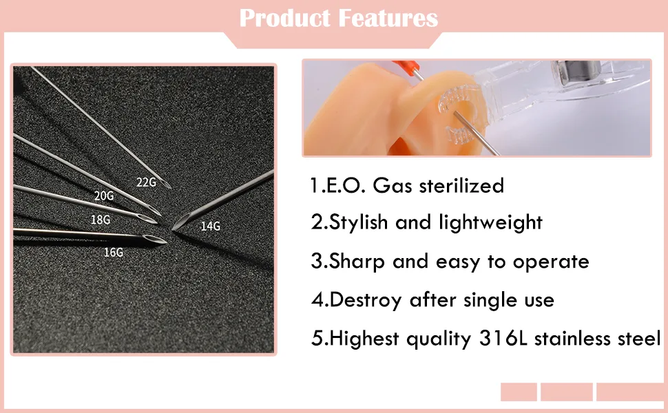 Catheter Piercing Needles - TONBAO 10pcs 16G Disposable Catheter Needles Hollow Needles IV Catheter Needles Ear Nose Piercing Needles - product information 13