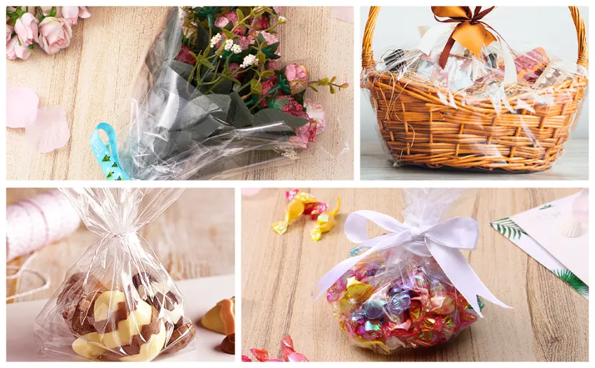 STOBOK Cello Wrapping Paper Cellophane Wrap: Clear Plastic Cellophane Wrapping 22" x100ft Transparent Celephane - Celophane for Baskets Flower Florist Roll Treats - cellophane wrap roll