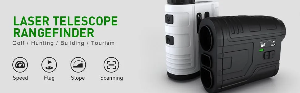 Range Finder Golfing Laser Rangefinder for Golf & Hunting with Slope Switch, High-Precision Flag Pole Locking Vibration Slope Mode Continuous Scan White - F600S laser golf rangefinder