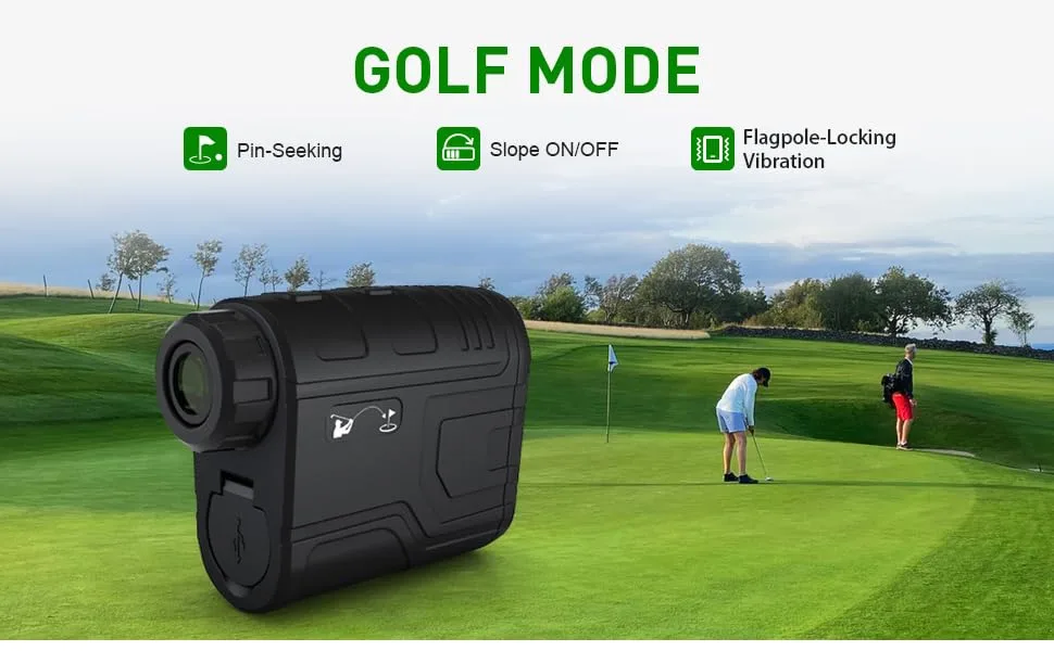 Range Finder Golfing Laser Rangefinder for Golf & Hunting with Slope Switch, High-Precision Flag Pole Locking Vibration Slope Mode Continuous Scan White - golf rangefinder