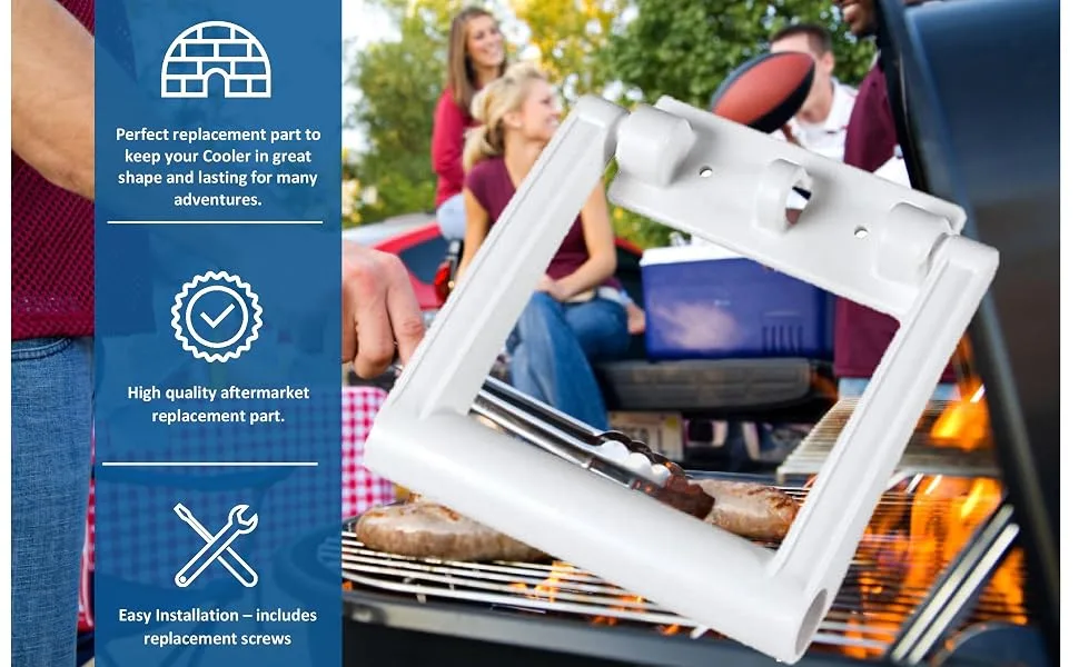 JSP Manufacturing White Aftermarket Plastic Igloo Cooler Replacement Handles for 25-72 qt Coolers 21023 (2) - Cooler handle replacements igloo