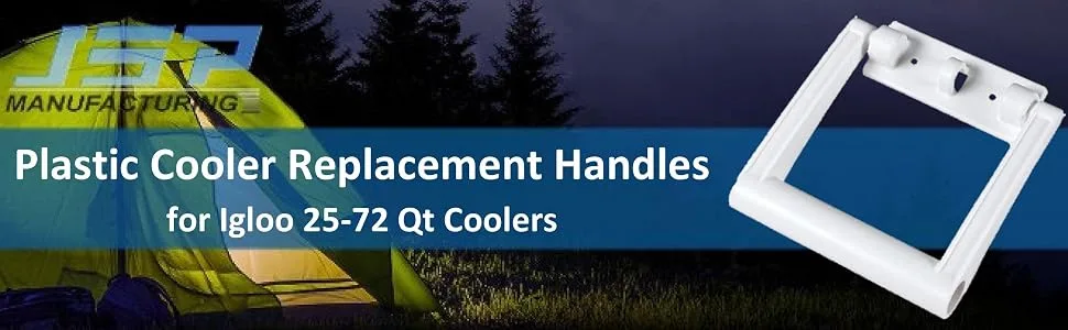 JSP Manufacturing White Aftermarket Plastic Igloo Cooler Replacement Handles for 25-72 qt Coolers 21023 (2) - igloo cooler handle replacement white 25 qt 72 qt