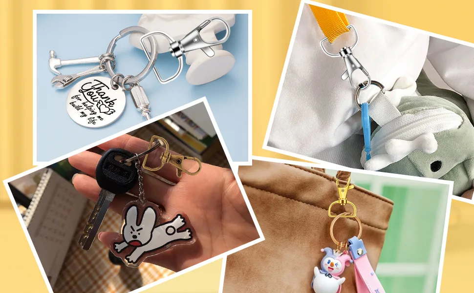 100PCS Premium Swivel Snap Hooks and D Rings, Swivel Snap Hooks for Keychain and Sewing Project(3/4"Inside Width) Silver - product information 6
