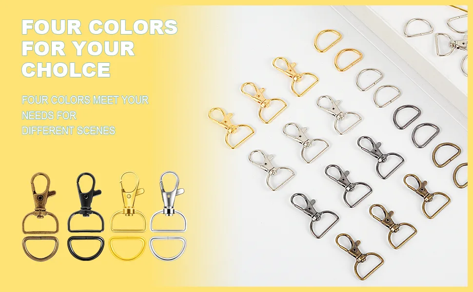 100PCS Premium Swivel Snap Hooks and D Rings, Swivel Snap Hooks for Keychain and Sewing Project(3/4"Inside Width) Silver - product information 7