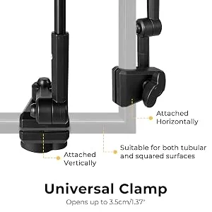 G4Free UPF 50+ Adjustable Beach Umbrella XL with Universal Clamp for Chair, Golf Cart, Stroller, Bleacher, Patio (Black/Silver) Black1 - clamp
