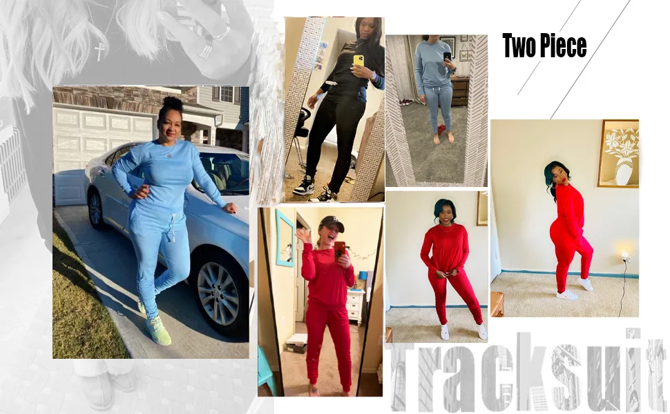 OCEANLUX Women s Plus Size Christmas Shirts Jogging Suits Sets 2 Pcs Outfit Sets Joggers Sweat Suits with Pockets X-Large Solid Black - product information 5